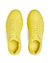 senf Leder niedrige Sneakers von Jimmy Choo