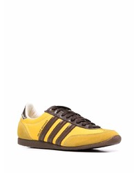 senf Leder niedrige Sneakers von adidas