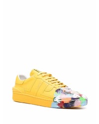 senf Leder niedrige Sneakers von Lanvin