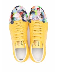 senf Leder niedrige Sneakers von Lanvin