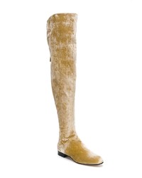 senf Overknee Stiefel aus Wildleder von Alberta Ferretti