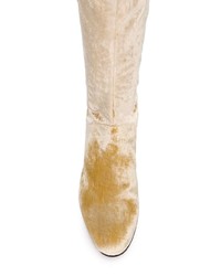 senf Overknee Stiefel aus Wildleder von Alberta Ferretti