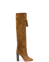 senf Overknee Stiefel aus Wildleder von Saint Laurent