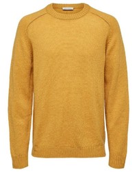 senf Pullover mit einem Rundhalsausschnitt von Selected Homme