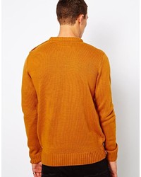 senf Pullover mit einem Rundhalsausschnitt von Solid