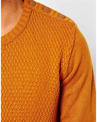 senf Pullover mit einem Rundhalsausschnitt von Solid