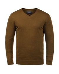 senf Pullover mit einem V-Ausschnitt von BLEND