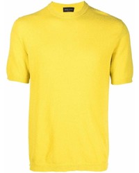 senf Strick T-Shirt mit einem Rundhalsausschnitt