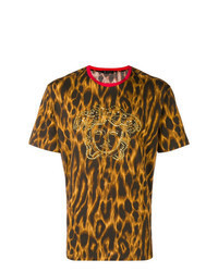 senf T-Shirt mit einem Rundhalsausschnitt mit Leopardenmuster