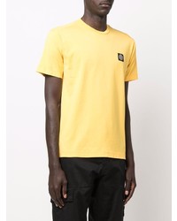 senf T-Shirt mit einem Rundhalsausschnitt von Stone Island