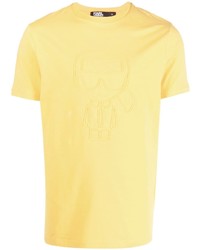 senf T-Shirt mit einem Rundhalsausschnitt von Karl Lagerfeld