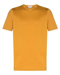 senf T-Shirt mit einem Rundhalsausschnitt von Sunspel