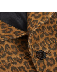 senf Wildlederjacke mit Leopardenmuster von Saint Laurent