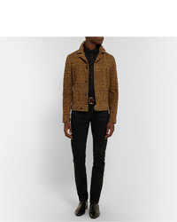 senf Wildlederjacke mit Leopardenmuster von Saint Laurent