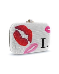 silberne bedruckte Clutch von Judith Leiber Couture