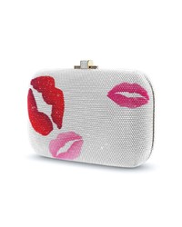 silberne bedruckte Clutch von Judith Leiber Couture