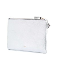 silberne bedruckte Leder Clutch von Anya Hindmarch