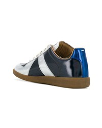 silberne bedruckte Leder niedrige Sneakers von Maison Margiela