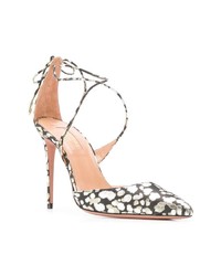 silberne bedruckte Leder Pumps von Aquazzura