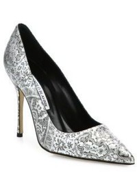 silberne bedruckte Pumps