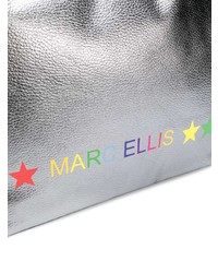 silberne bedruckte Shopper Tasche aus Leder von Marc Ellis
