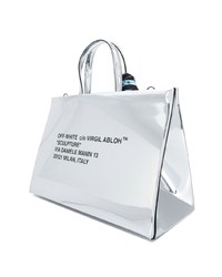 silberne bedruckte Shopper Tasche aus Leder von Off-White