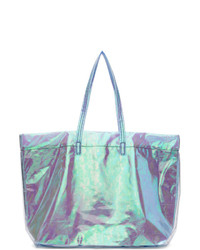 silberne bedruckte Shopper Tasche aus Segeltuch von Marc Jacobs