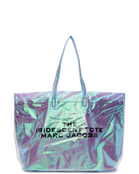 silberne bedruckte Shopper Tasche aus Segeltuch von Marc Jacobs