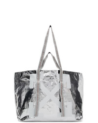 silberne bedruckte Shopper Tasche von Off-White