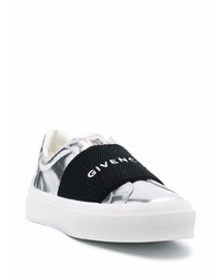 silberne bedruckte Slip-On Sneakers aus Leder von Givenchy