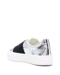 silberne bedruckte Slip-On Sneakers aus Leder von Givenchy