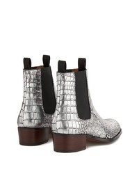 silberne Chelsea Boots aus Leder von Giuseppe Zanotti