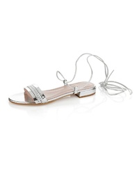 silberne flache Sandalen aus Leder von Alba Moda