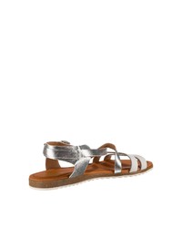 silberne flache Sandalen aus Leder von Apple of Eden