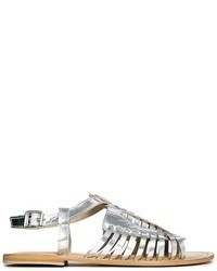 silberne flache Sandalen aus Leder von Asos