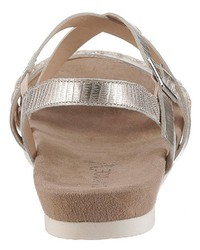 silberne flache Sandalen aus Leder von Caprice