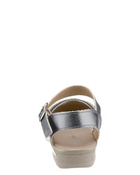 silberne flache Sandalen aus Leder von Casual Looks