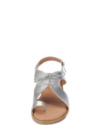 silberne flache Sandalen aus Leder von Double You