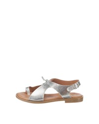 silberne flache Sandalen aus Leder von Double You