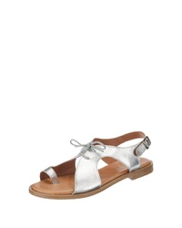 silberne flache Sandalen aus Leder von Double You