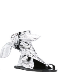 silberne flache Sandalen aus Leder von Isabel Marant