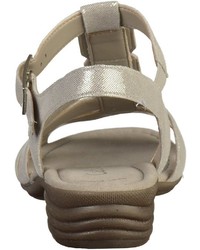 silberne flache Sandalen aus Leder von Gabor