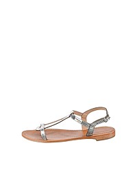 silberne flache Sandalen aus Leder von Les Tropéziennes