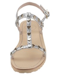 silberne flache Sandalen aus Leder von Love Moschino