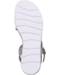 silberne flache Sandalen aus Leder von Marco Tozzi