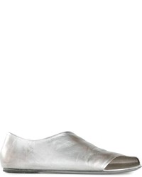 silberne flache Sandalen aus Leder von Marsèll