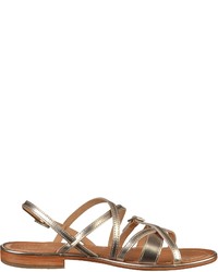 silberne flache Sandalen aus Leder von Mellow Yellow