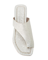 silberne flache Sandalen aus Leder von AGL