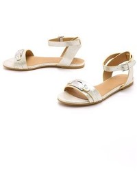 silberne flache Sandalen aus Leder von Marc by Marc Jacobs