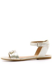 silberne flache Sandalen aus Leder von Marc by Marc Jacobs